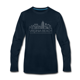 Virginia Beach, Virginia Long Sleeve T-Shirt - Skylines Unisex Virginia Beach Long Sleeve Shirt - deep navy