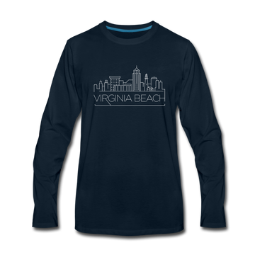 Virginia Beach, Virginia Long Sleeve T-Shirt - Skylines Unisex Virginia Beach Long Sleeve Shirt - deep navy