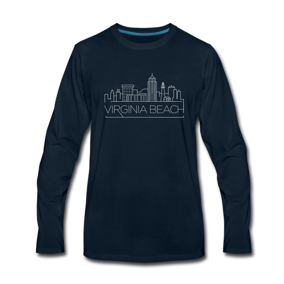 Virginia Beach, Virginia Long Sleeve T-Shirt - Skylines Unisex Virginia Beach Long Sleeve Shirt - deep navy