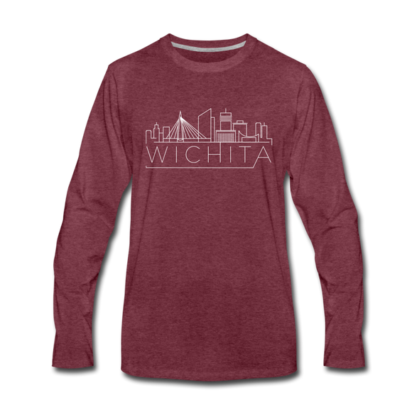 Wichita, Kansas Long Sleeve T-Shirt - Skylines Unisex Wichita Long Sleeve Shirt - heather burgundy