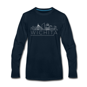 Wichita, Kansas Long Sleeve T-Shirt - Skylines Unisex Wichita Long Sleeve Shirt - deep navy