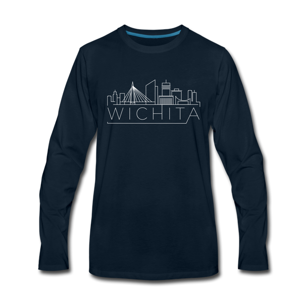 Wichita, Kansas Long Sleeve T-Shirt - Skylines Unisex Wichita Long Sleeve Shirt - deep navy