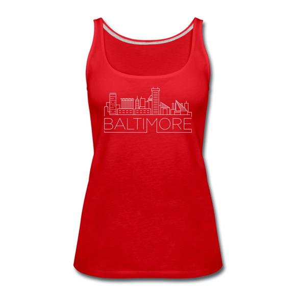 Baltimore, Maryland Women’s Tank Top - Skyline Women’s Baltimore Tank Top - red