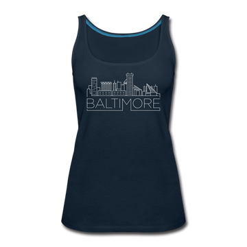 Baltimore, Maryland Women’s Tank Top - Skyline Women’s Baltimore Tank Top - deep navy