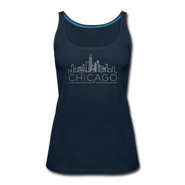 Chicago, Illinois Women’s Tank Top - Skyline Women’s Chicago Tank Top - deep navy