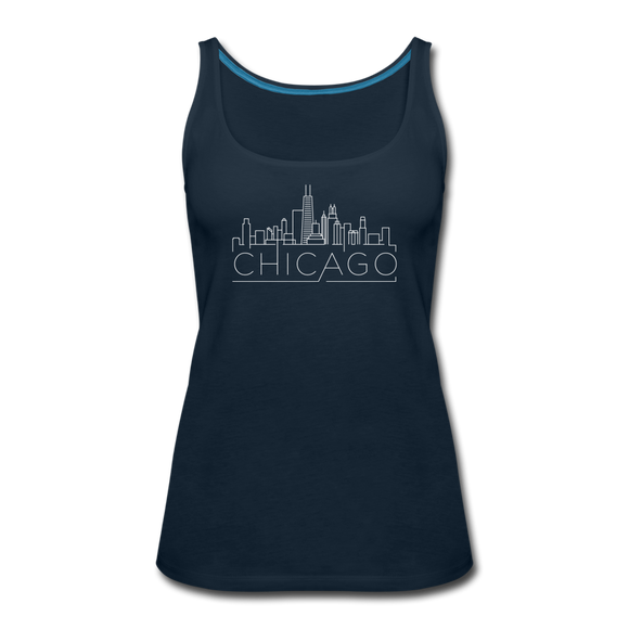 Chicago, Illinois Women’s Tank Top - Skyline Women’s Chicago Tank Top - deep navy