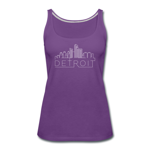 Detroit, Michigan Women’s Tank Top - Skyline Women’s Detroit Tank Top - purple
