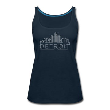 Detroit, Michigan Women’s Tank Top - Skyline Women’s Detroit Tank Top - deep navy
