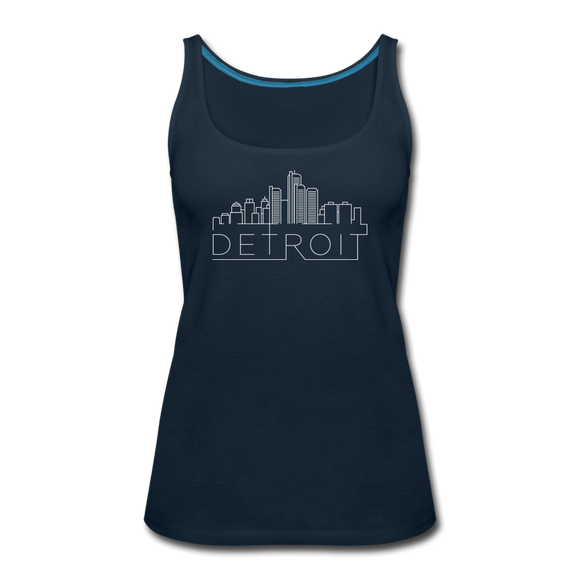 Detroit, Michigan Women’s Tank Top - Skyline Women’s Detroit Tank Top - deep navy
