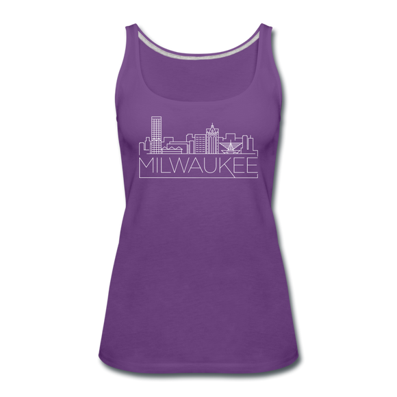 Milwaukee, Wisconsin Women’s Tank Top - Skyline Women’s Milwaukee Tank Top - purple