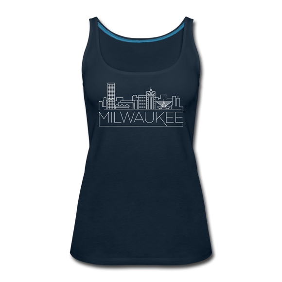 Milwaukee, Wisconsin Women’s Tank Top - Skyline Women’s Milwaukee Tank Top - deep navy