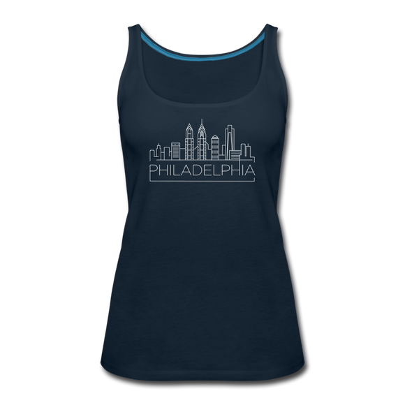 Philadelphia, Pennsylvania Women’s Tank Top - Skyline Women’s Philadelphia Tank Top - deep navy