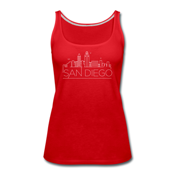 San Diego, California Women’s Tank Top - Skyline Women’s San Diego Tank Top - red