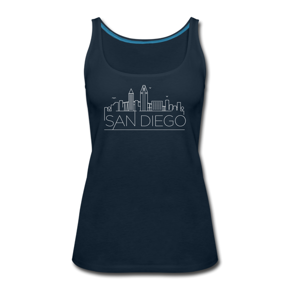 San Diego, California Women’s Tank Top - Skyline Women’s San Diego Tank Top - deep navy