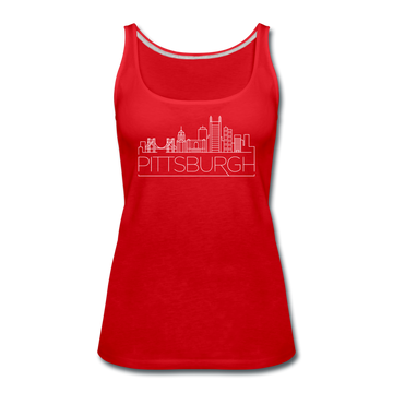 Pittsburgh, Pennsylvania Women’s Tank Top - Skyline Women’s Pittsburgh Tank Top - red