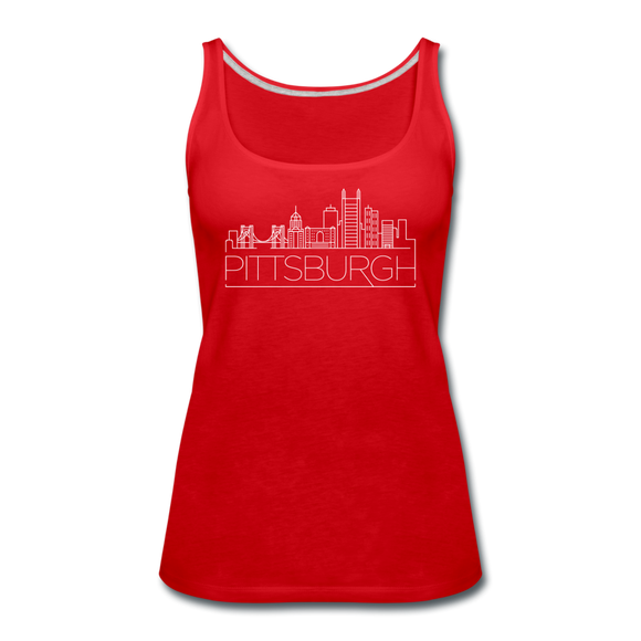 Pittsburgh, Pennsylvania Women’s Tank Top - Skyline Women’s Pittsburgh Tank Top - red