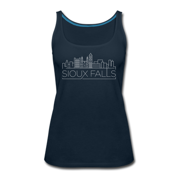Sioux Falls, South Dakota Women’s Tank Top - Skyline Women’s Sioux Falls Tank Top - deep navy