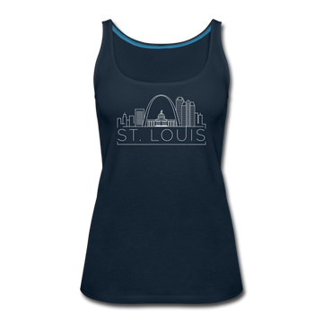 St. Louis, Missouri Women’s Tank Top - Skyline Women’s St. Louis Tank Top - deep navy