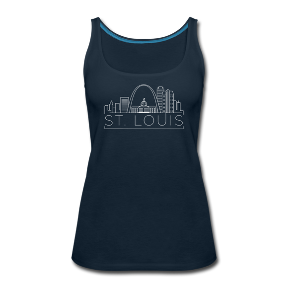 St. Louis, Missouri Women’s Tank Top - Skyline Women’s St. Louis Tank Top - deep navy