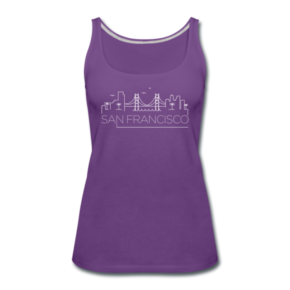 San Francisco, California Women’s Tank Top - Skyline Women’s San Francisco Tank Top - purple
