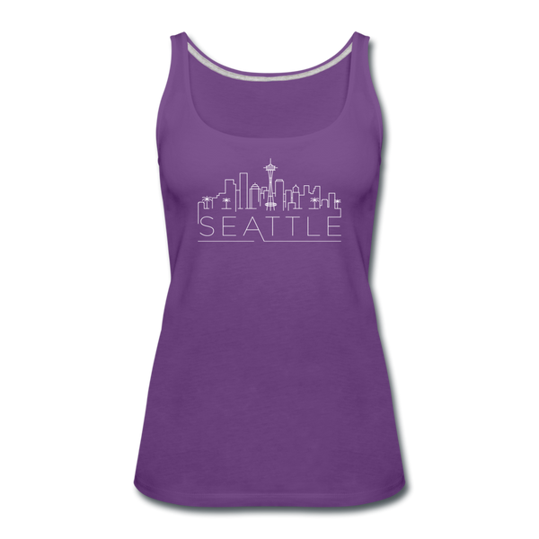 Seattle, Washington Women’s Tank Top - Skyline Women’s Seattle Tank Top - purple