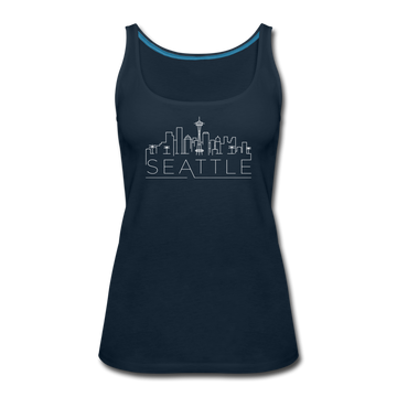 Seattle, Washington Women’s Tank Top - Skyline Women’s Seattle Tank Top - deep navy