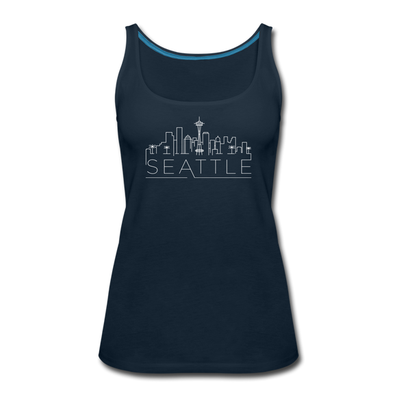 Seattle, Washington Women’s Tank Top - Skyline Women’s Seattle Tank Top - deep navy