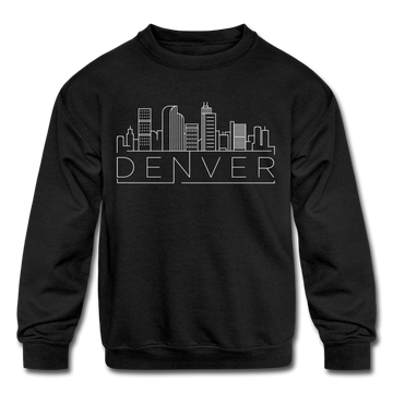 Denver, Colorado Youth Sweatshirt - Skyline Youth Denver Crewneck Sweatshirt - black