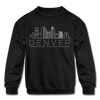 Denver, Colorado Youth Sweatshirt - Skyline Youth Denver Crewneck Sweatshirt - black