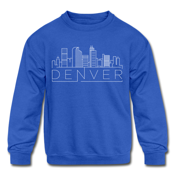 Denver, Colorado Youth Sweatshirt - Skyline Youth Denver Crewneck Sweatshirt - royal blue