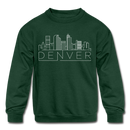 Denver, Colorado Youth Sweatshirt - Skyline Youth Denver Crewneck Sweatshirt - forest green
