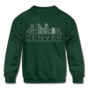 Denver, Colorado Youth Sweatshirt - Skyline Youth Denver Crewneck Sweatshirt - forest green