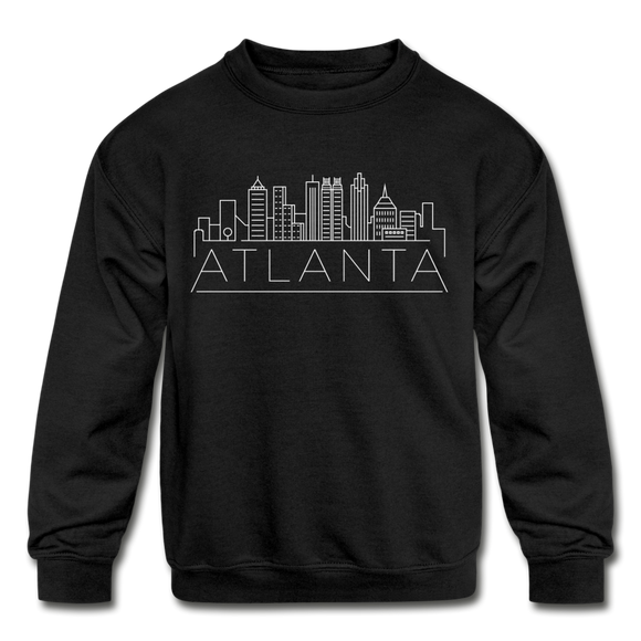 Atlanta, Georgia Youth Sweatshirt - Skyline Youth Atlanta Crewneck Sweatshirt - black