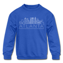 Atlanta, Georgia Youth Sweatshirt - Skyline Youth Atlanta Crewneck Sweatshirt - royal blue