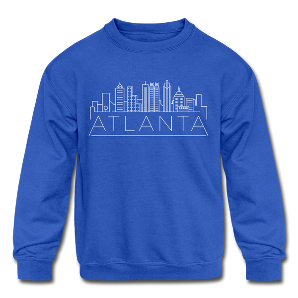 Atlanta, Georgia Youth Sweatshirt - Skyline Youth Atlanta Crewneck Sweatshirt - royal blue