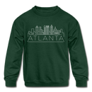 Atlanta, Georgia Youth Sweatshirt - Skyline Youth Atlanta Crewneck Sweatshirt - forest green