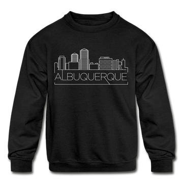 Albuquerque, New Mexico Youth Sweatshirt - Skyline Youth Albuquerque Crewneck Sweatshirt - black
