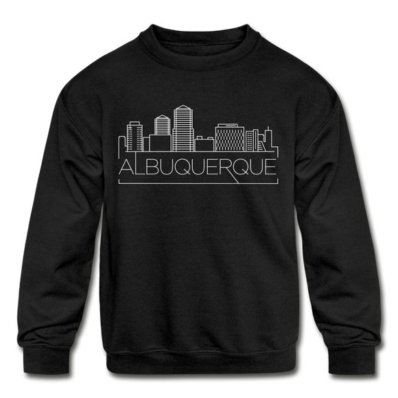 Albuquerque, New Mexico Youth Sweatshirt - Skyline Youth Albuquerque Crewneck Sweatshirt - black