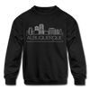 Albuquerque, New Mexico Youth Sweatshirt - Skyline Youth Albuquerque Crewneck Sweatshirt - black