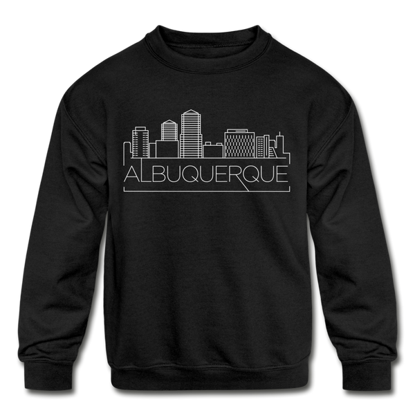 Albuquerque, New Mexico Youth Sweatshirt - Skyline Youth Albuquerque Crewneck Sweatshirt - black