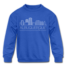 Albuquerque, New Mexico Youth Sweatshirt - Skyline Youth Albuquerque Crewneck Sweatshirt - royal blue