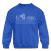 Albuquerque, New Mexico Youth Sweatshirt - Skyline Youth Albuquerque Crewneck Sweatshirt - royal blue