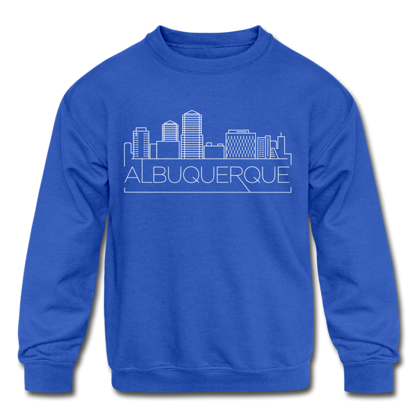 Albuquerque, New Mexico Youth Sweatshirt - Skyline Youth Albuquerque Crewneck Sweatshirt - royal blue