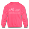 Albuquerque, New Mexico Youth Sweatshirt - Skyline Youth Albuquerque Crewneck Sweatshirt - neon pink