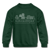 Albuquerque, New Mexico Youth Sweatshirt - Skyline Youth Albuquerque Crewneck Sweatshirt - forest green