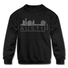 Austin, Texas Youth Sweatshirt - Skyline Youth Austin Crewneck Sweatshirt - black