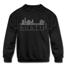Austin, Texas Youth Sweatshirt - Skyline Youth Austin Crewneck Sweatshirt - black