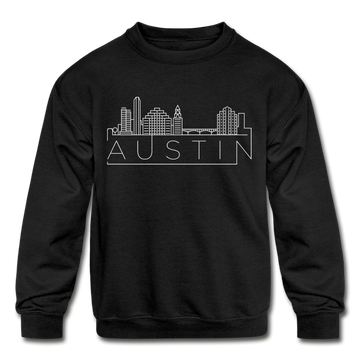 Austin, Texas Youth Sweatshirt - Skyline Youth Austin Crewneck Sweatshirt - black