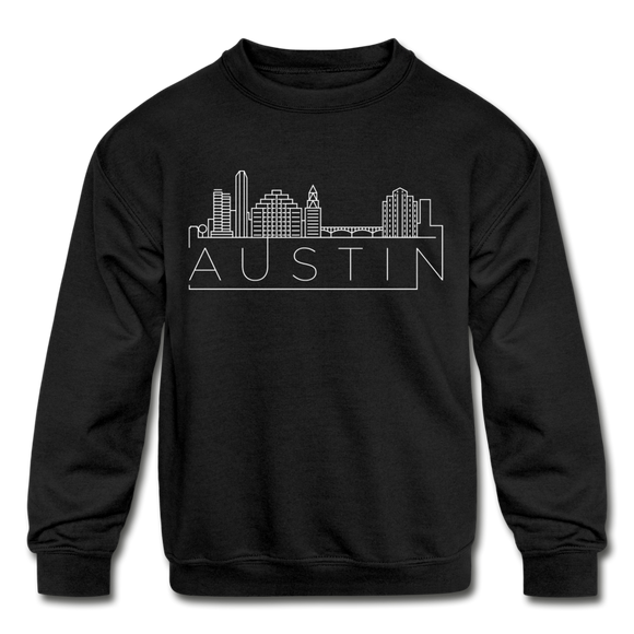 Austin, Texas Youth Sweatshirt - Skyline Youth Austin Crewneck Sweatshirt - black