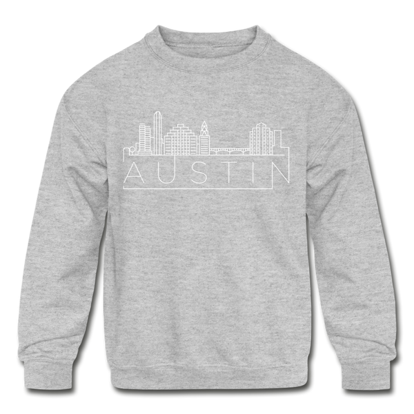 Austin, Texas Youth Sweatshirt - Skyline Youth Austin Crewneck Sweatshirt - heather gray
